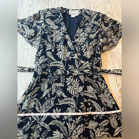 Rickie Freeman Teri Jon Vintage Silk Chiffon Floral V- Neck Wrap Dress 6 - Picture 12 of 14